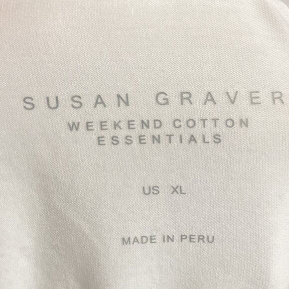 Susan Graver XL Weekend Essentials White Comfy Cotton Turtleneck Long Sleeve Top - Picture 4 of 5